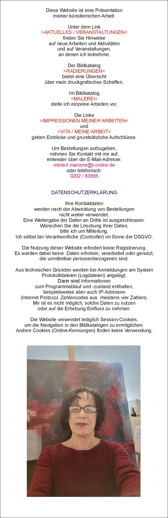 Allgemeine Informationen - Radierungen (Druckgrafik) - Marlene Mintert - Malerei